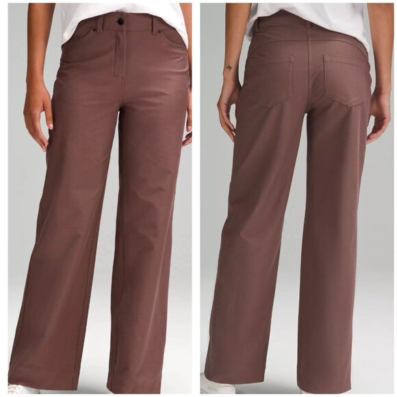 Lululemon City Sleek High Rise Wide Leg Pant 25 5 Pocket Brown Oxid Full Length - Picture 1 of 8